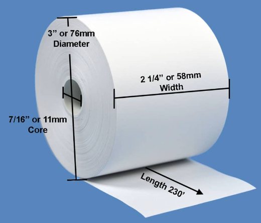 2-1/4" x 230' Thermal Receipt Roll