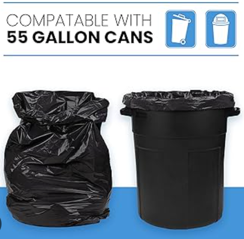 55-Gallon HDPE Garbage Bags (100 CT)