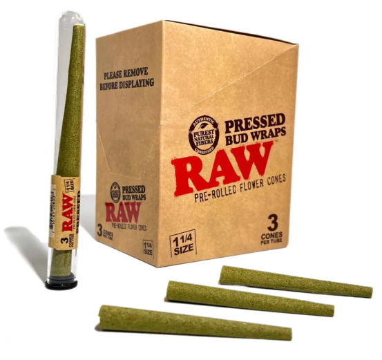 Raw Pressed Bud Wrap 1-1/4 Cones (12 PK)