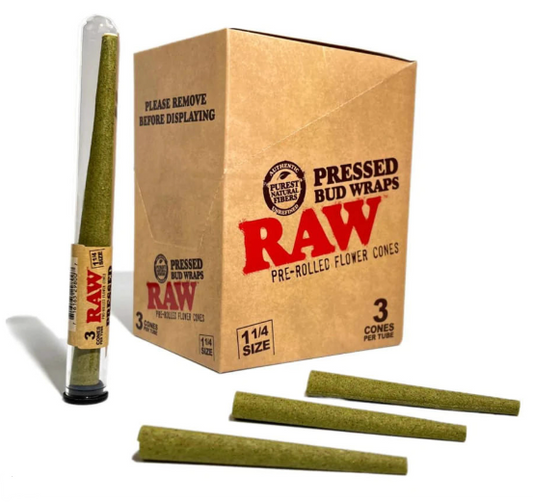 Raw Pressed Bud Wrap 1-1/4 Cones (12 PK)