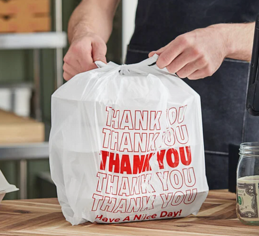 White "Thank You" T-Shirt Bags (950 CT)